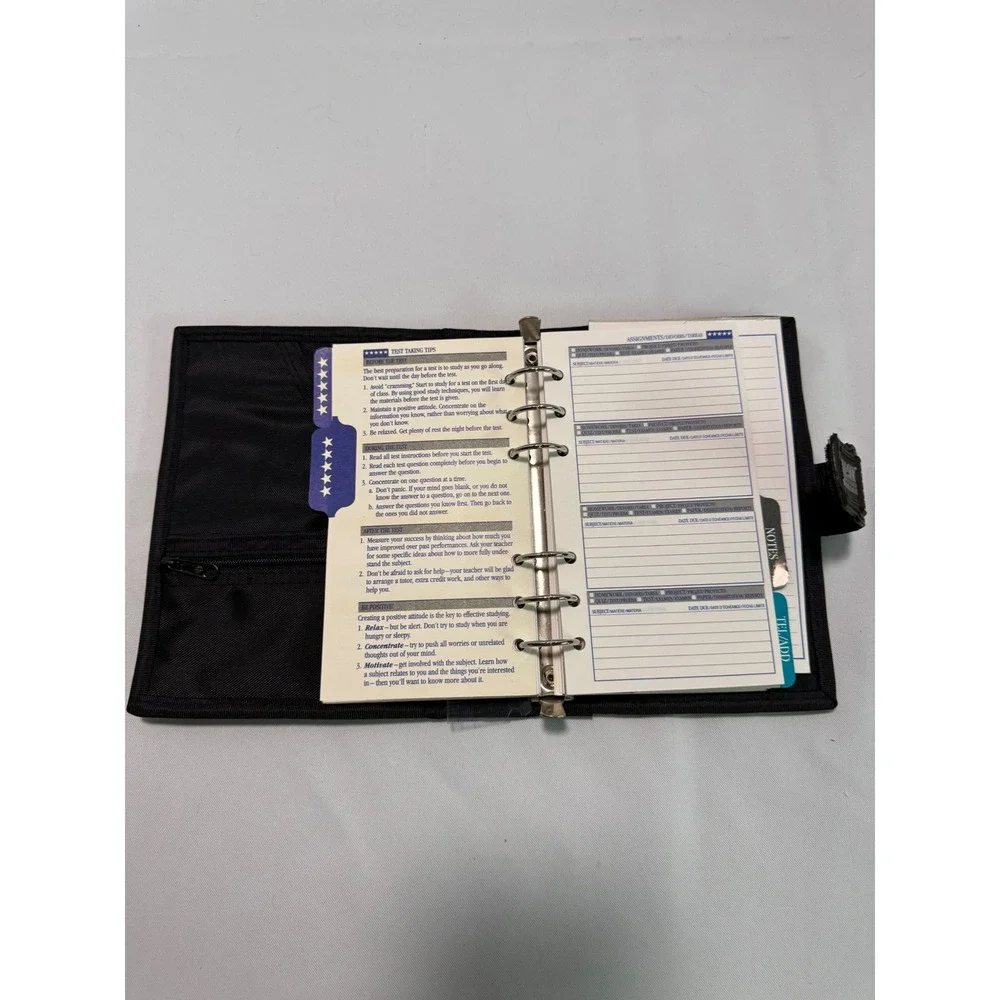 Mead Five Star First Gear Student Day Planner Black Nylon 6 Ring Binder Vintage
